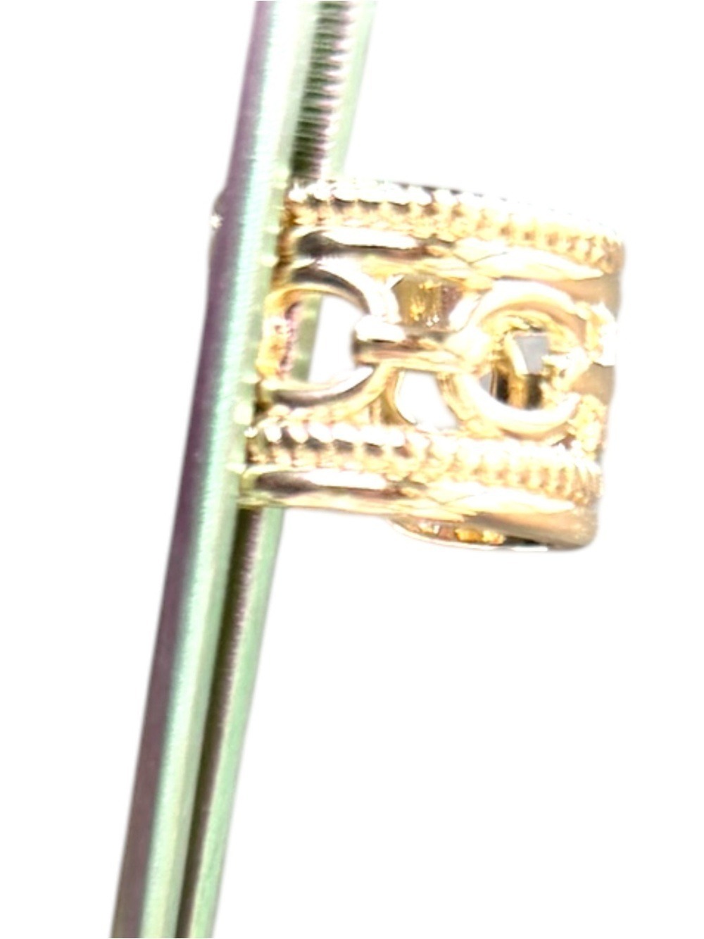 14K Gold Filled Chain Link Twisted Rope Frame Ring Adjustable - Picture 4 of 5